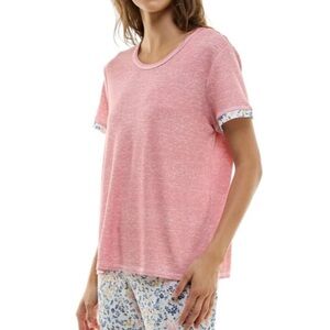 Roudelain Double Sleeve Waffle Knit Pajama Top Bridal Rose NWT Size L